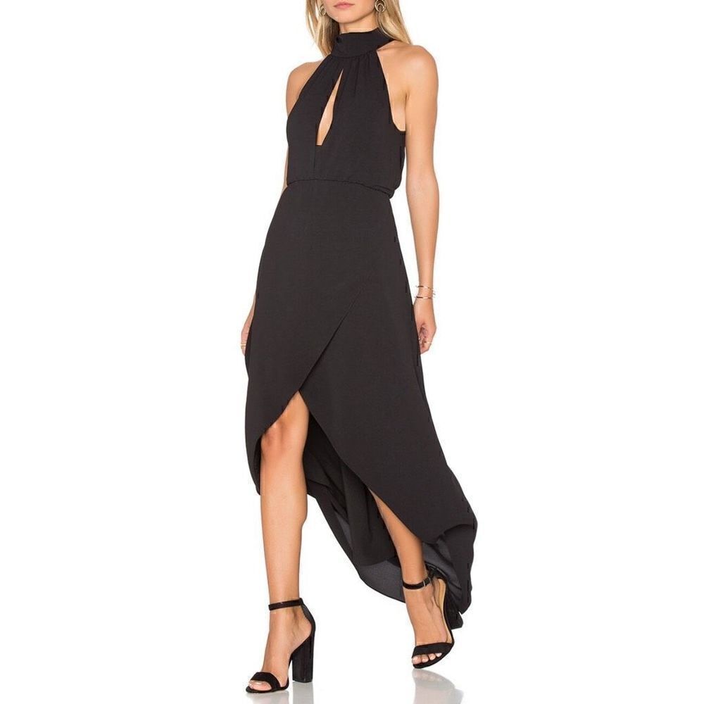 SAYLOR High Low Maxi Dress High Neck Key Hole Sleeveless Formal size L